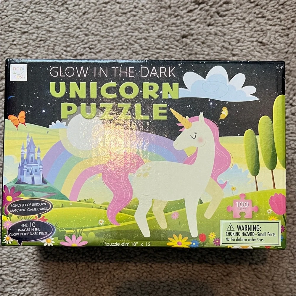 Glow-in-the-Dark Unicorn Puzzle - Pink & White